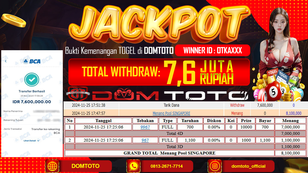 JACKPOT  TOGEL SINGAPORE 25 NOVEMBER 2024